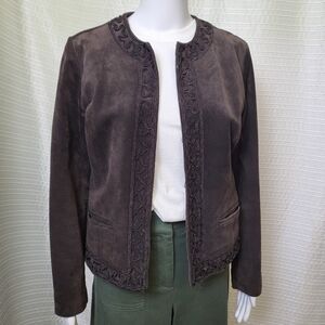 CHICO'S Suede Bolero Jacket Short Mocha Brown Women's XS/S